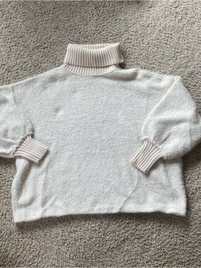 FREE PEOPLE WOMENS CREAM WHITE MILO SWEATER SZ S OVERSIZED FUZZY KNIT COWL